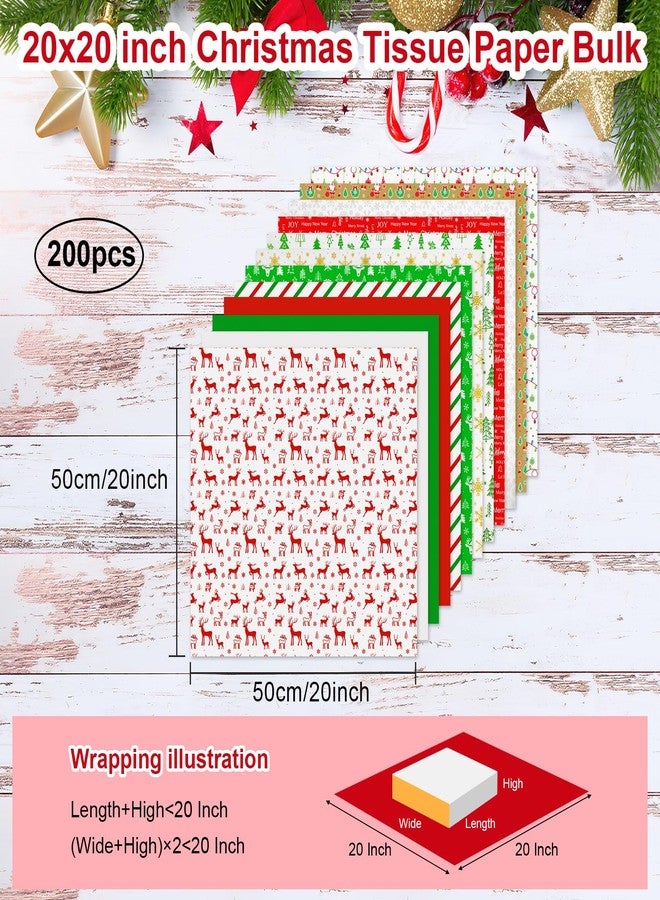 AORZIT 100 Pcs Christmas Tissue Paper for Gift Bags 20" x 20", AORZIT Christmas Wrapping Tissue Paper Assorted 10 Design for Xmas Gift Bags DIY Crafts Holiday Decor Packaging Party Supply - Image 4